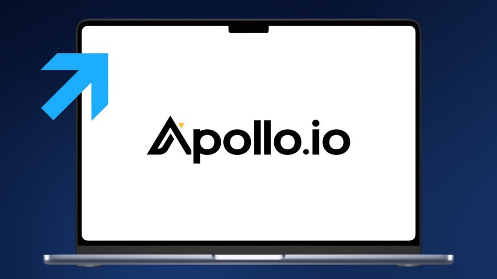 Logo von Apollo.io mit weißem Hintergrund und blauen