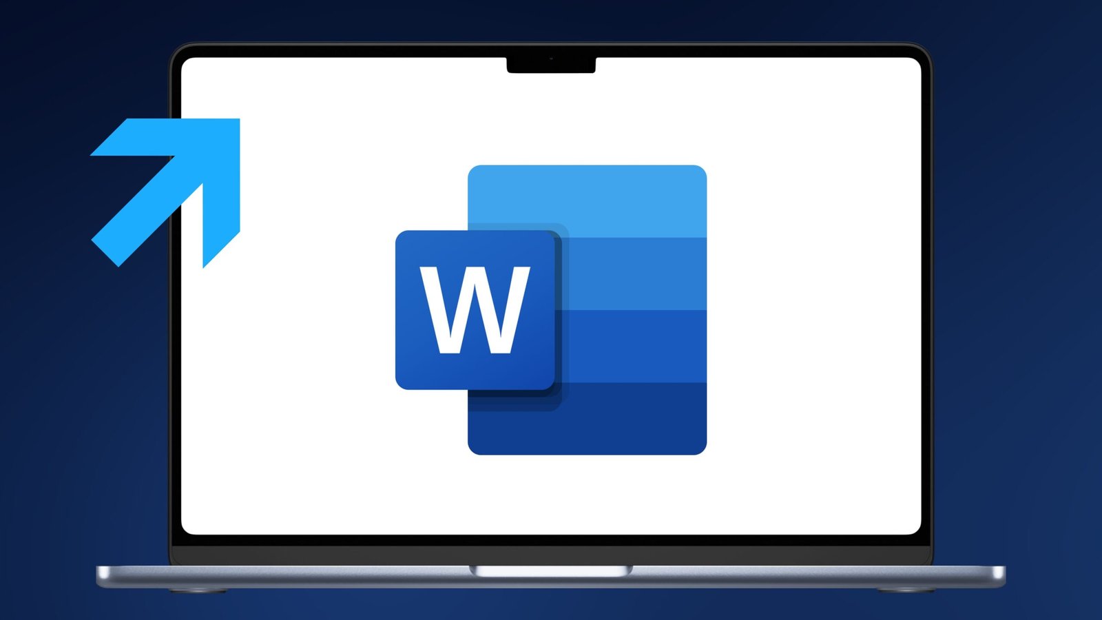 Logo von Microsoft Word mit weißem Hintergrund und blauen Ecken