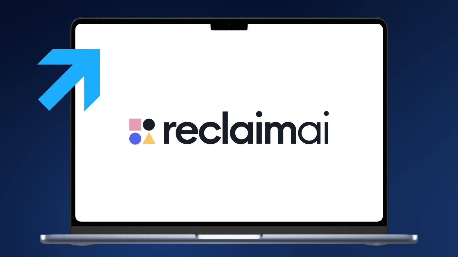 Logo von Reclaim.ai auf einem iMac mit blauem Hintergrund