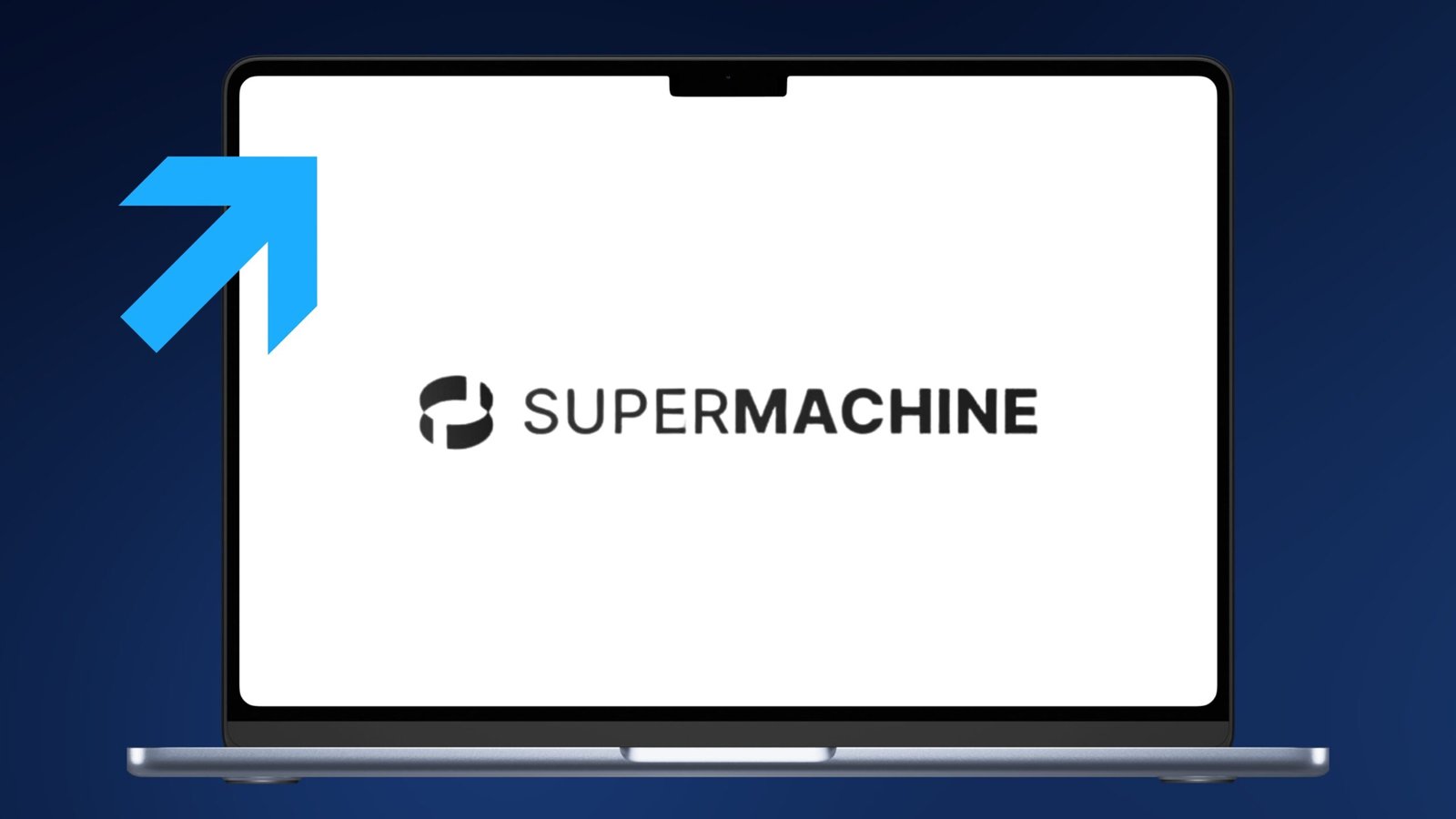 Logo von Supermachine auf dunkelblauem Hintergrund
