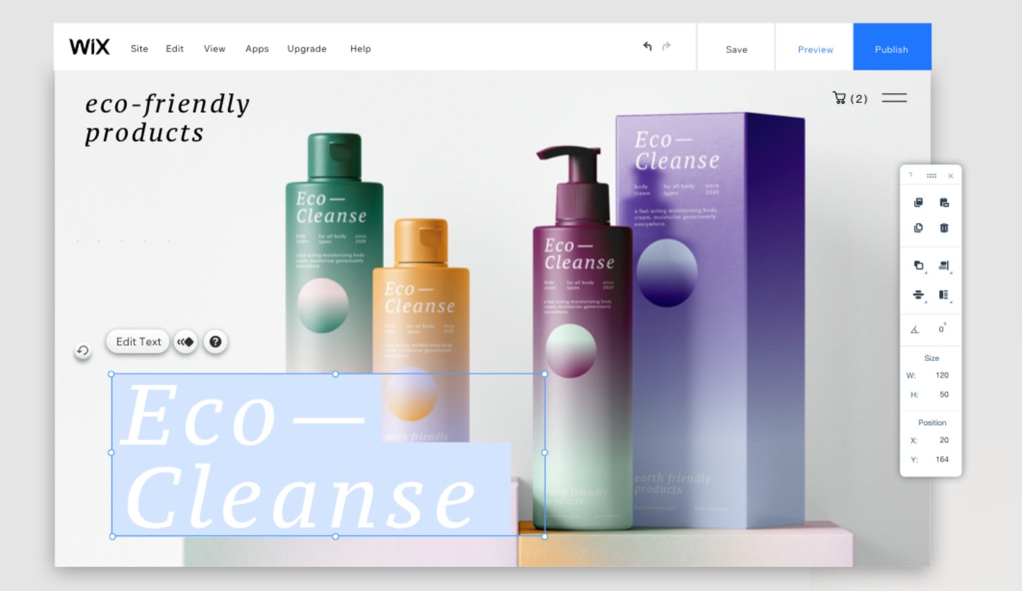Wix-Website am Beispiel einer Kosmetikmarke mit Kosmetikprodukten im Bild